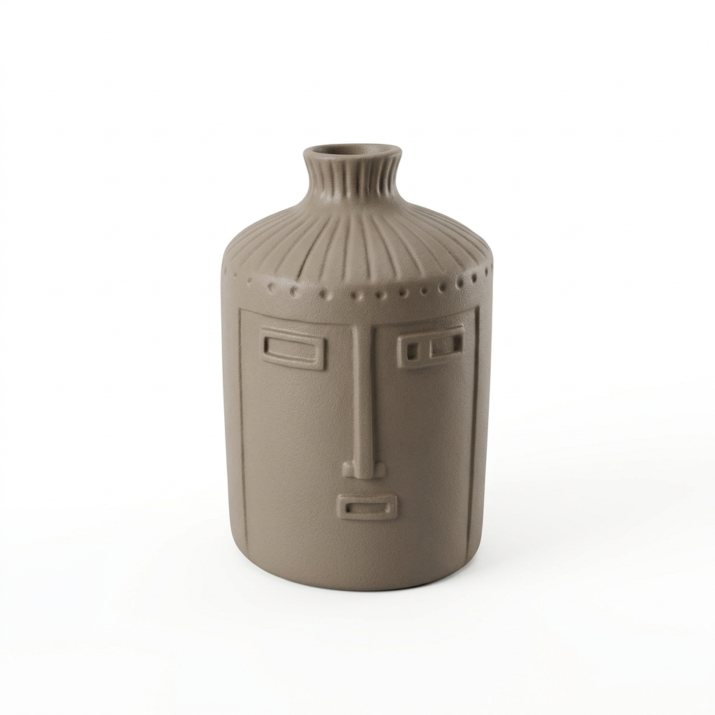 Jarrón Porcelana Rostro Taupe