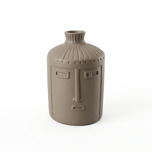 Jarrón Porcelana Rostro Taupe